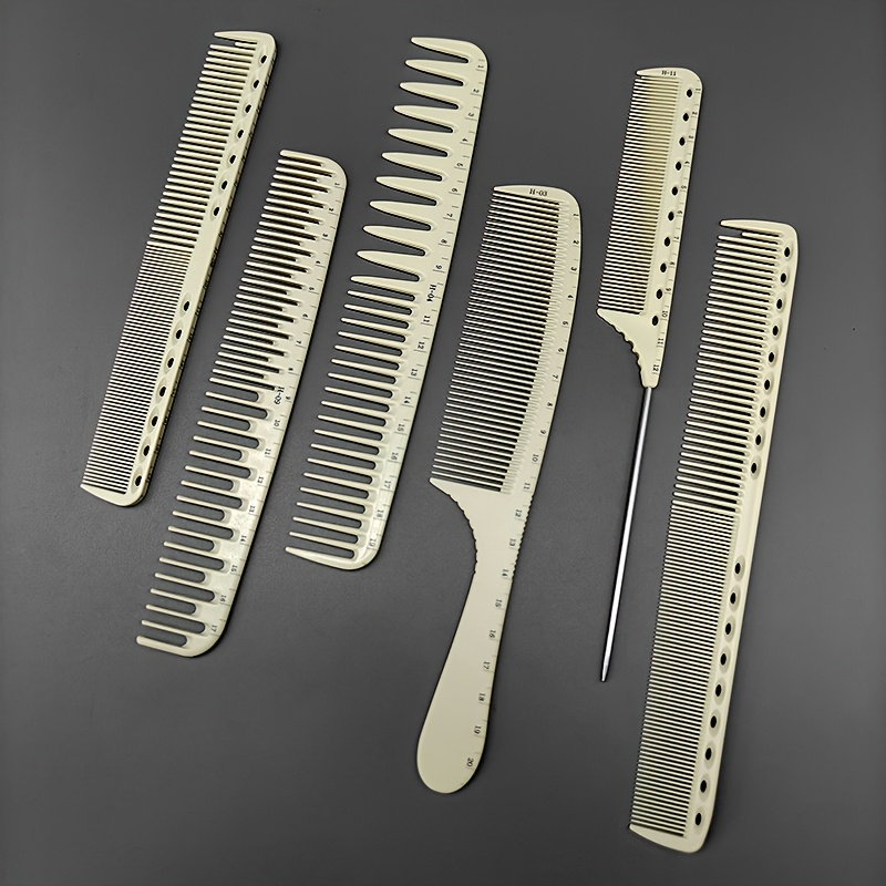 E-shop 6-teiliges professionelles Salon-Set, essentieller Kammset für Friseure, Haarkämme mit Skala für Männer und Frauen