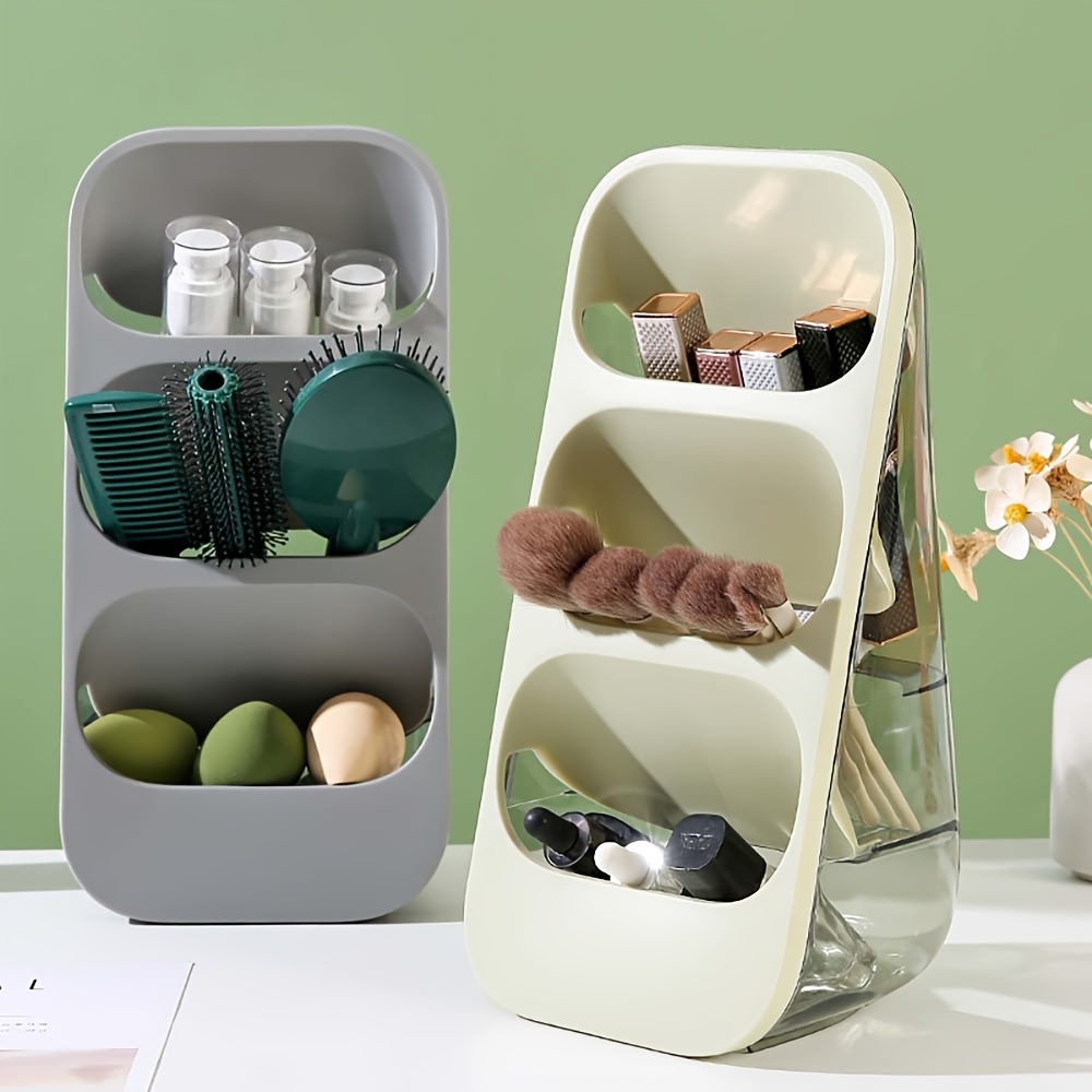 3 tier makeup brush holder organizer with multiple compartments lightweight plastic countertop storage for brushes lipsticks skincare products and stationery   bathroom or vanity display makeup brush holder Product details 8