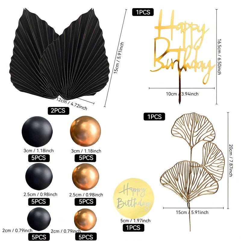 Image of 35pcs Of Men's Cake Decorations, Birthday Cake Decorations, Black And Cake Decorations. Suitable For Birthday And Bohemian Wedding Party Decoration Of Cakes. Decorative Items.，halloween, Christmas