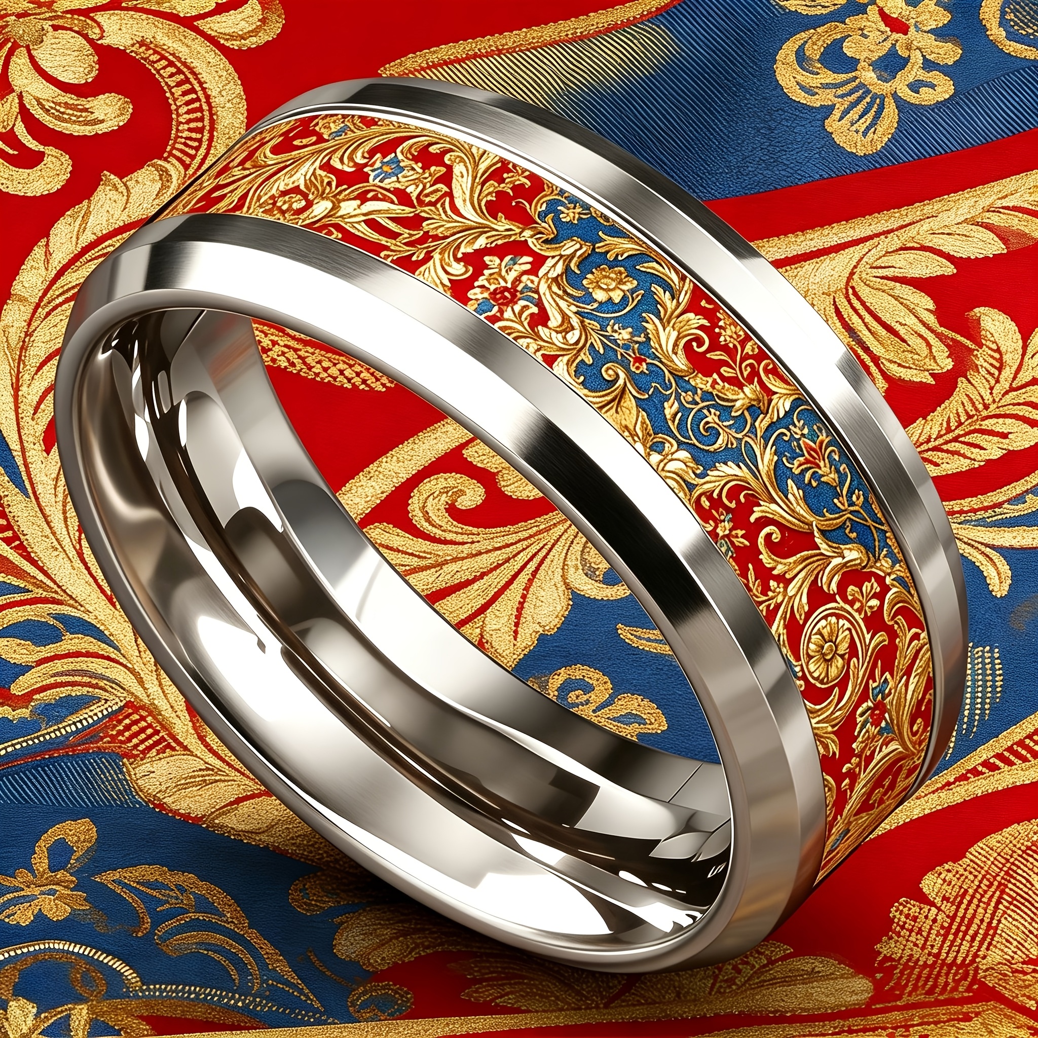 Vintage Baroque Style Stainless Steel Ring, Luxurious