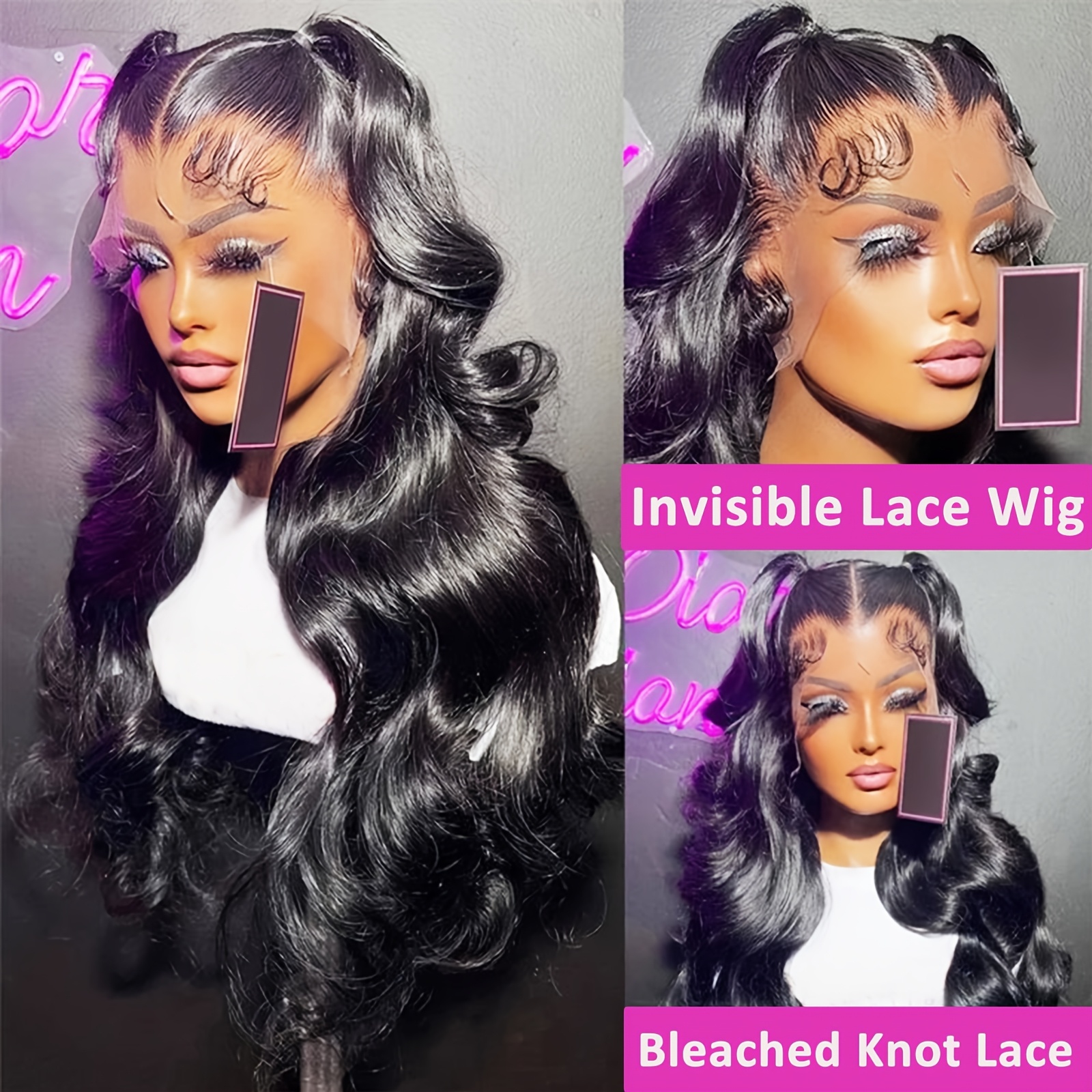 TEMU 200% Density Glueless Wig - Natural Wave, 13x4 Hd Lace Frontal With, Pre- Invisible Knot Laces For Women, Long Curly Style, , Synthetic Lace Front Wig