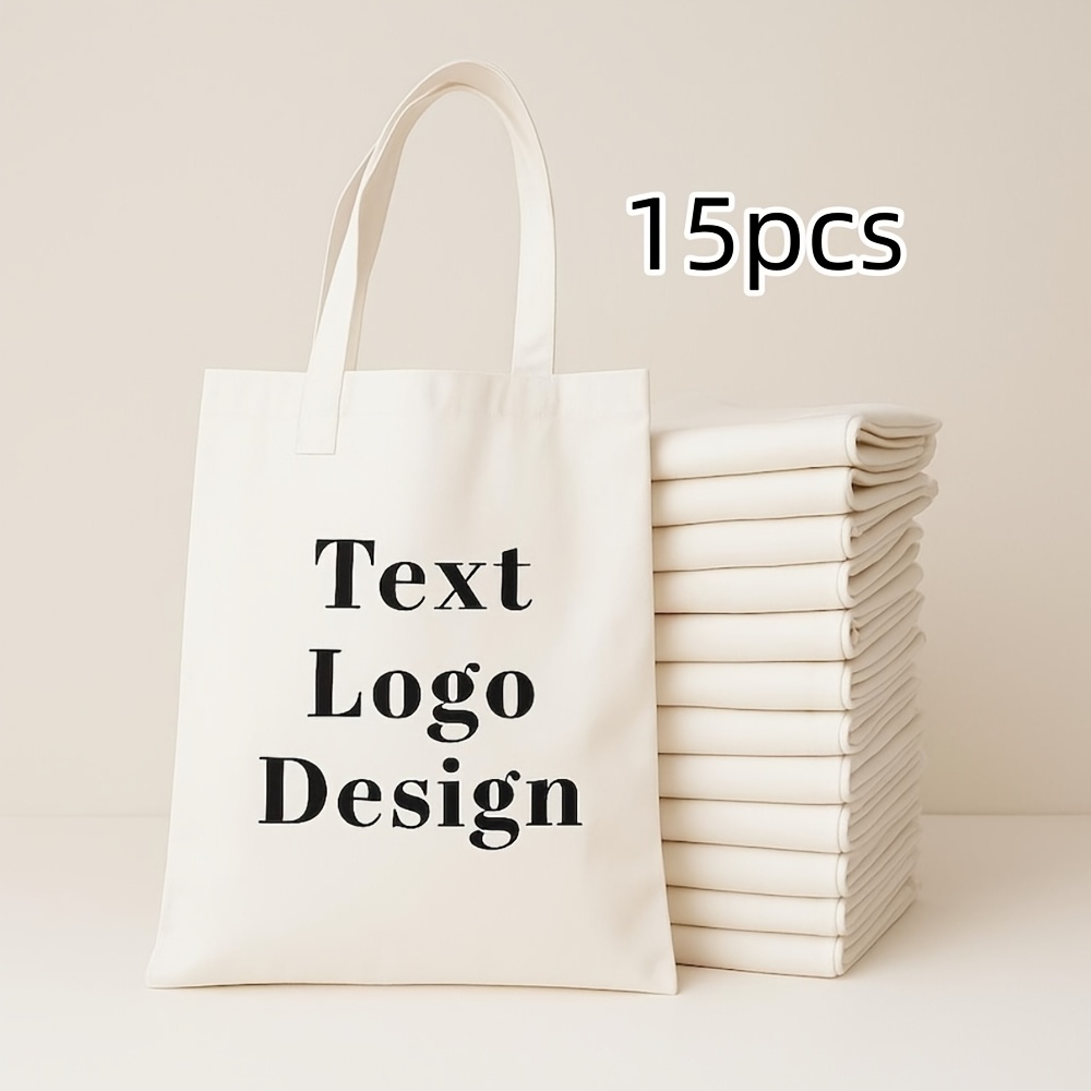TEMU 15pcs Custom Handbags With , Wholesale Custom Promotional Bags, Photo Or Text Printing, Bulk Personalized Bags, Printing