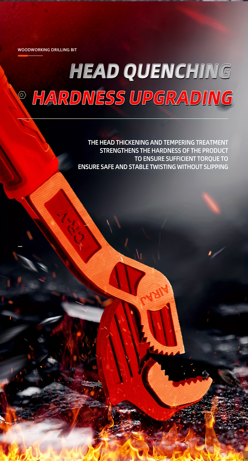 self locking multi function wrench 6 8 10 12 inch chrome vanadium steel wear resistant anti slip handle mechanical operation no battery required for home   Product details 4