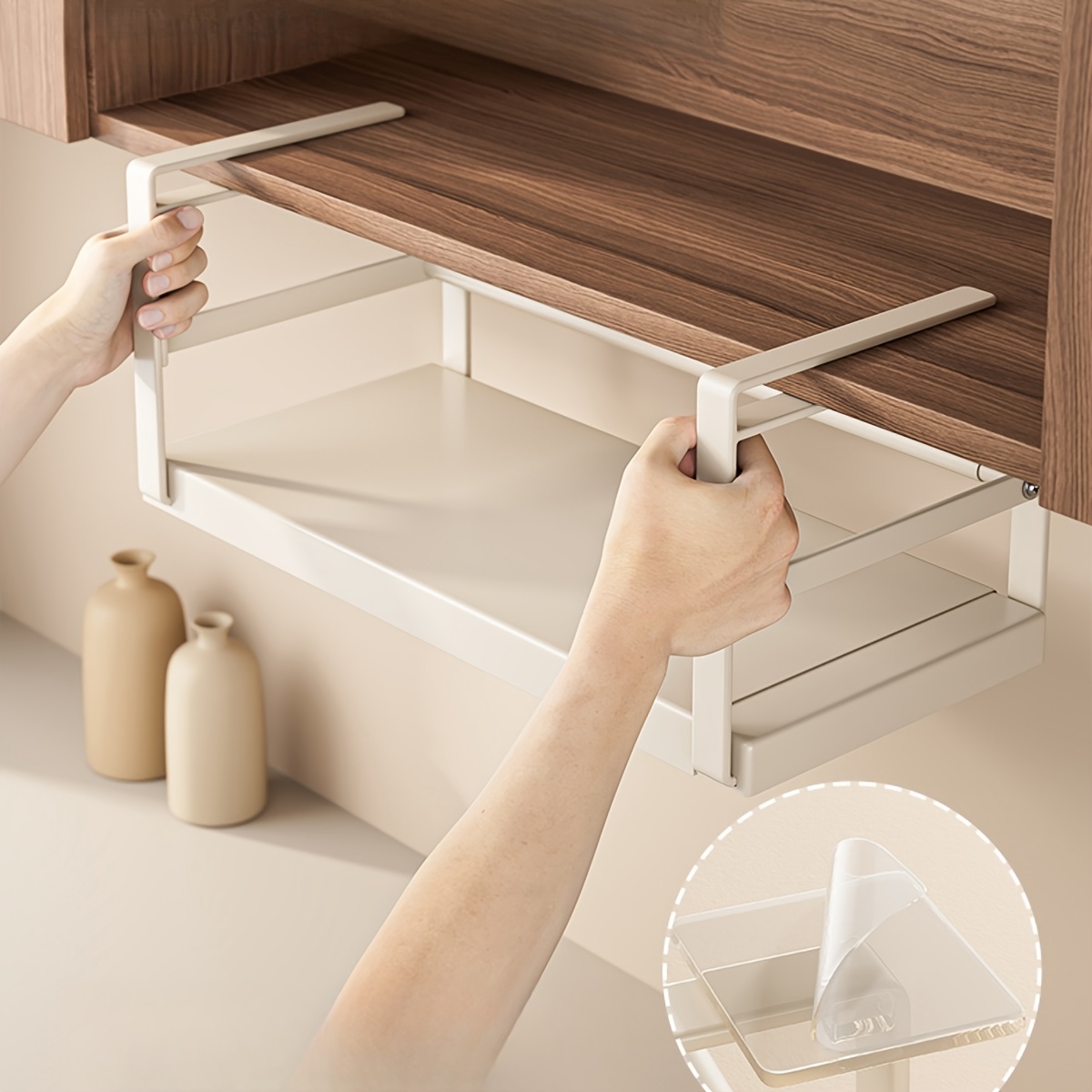 TEMU 1pc Kitchen Cabinet Storage Rack, Partition Hanging Basket Storage Rack, Wardrobe Storage Hanging Cabinet Cabinet Hanging Rack Organizer, Can