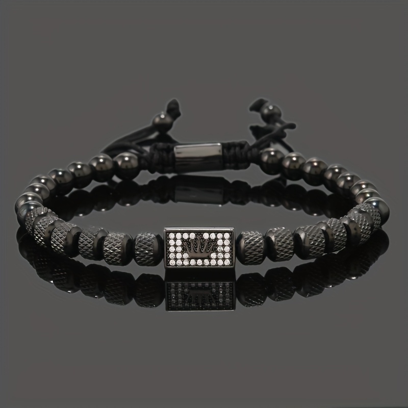 TEMU 1pc Stainless Steel Beads For Man Fashion Charm Bracelet Jewelry Gift