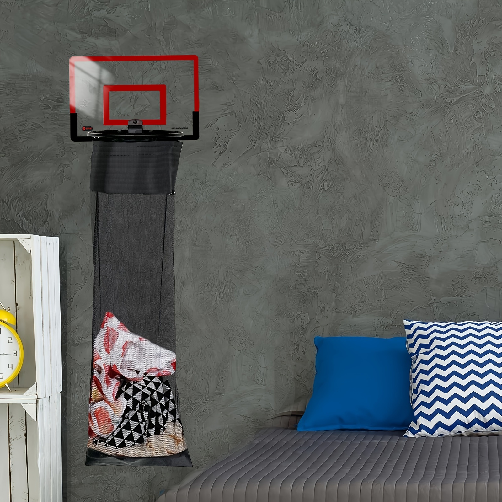

1pc Basketball Laundry Hamper Hanging Laundry Hamper Over The Door Basketball Laundry Basket, Laundry Fun Laundry Basketball Hoop With Hooks For Boy Girls Bedroom Dorm Clothes