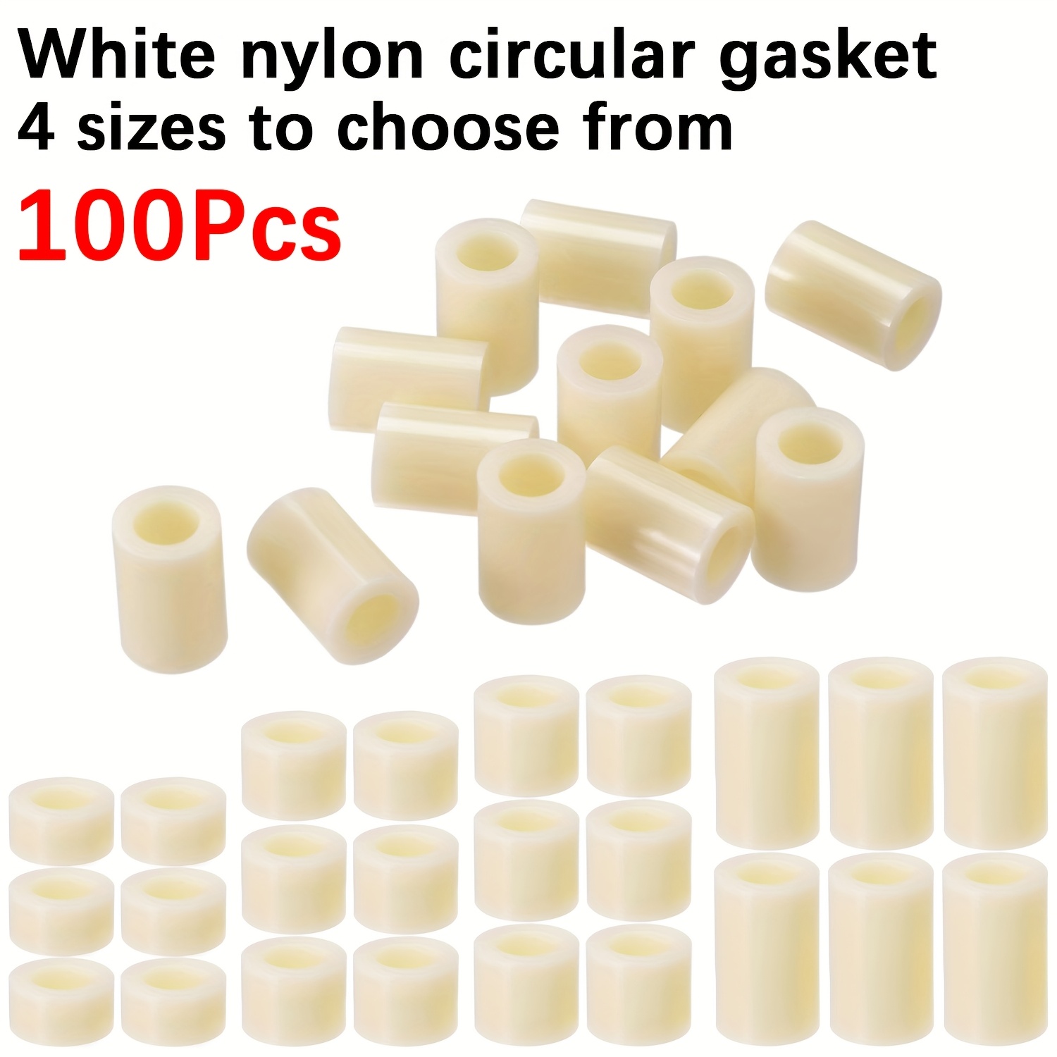 Uxcell 100pcs Nylon Round Spacers – 4mm ID X 7mm OD X 10mm Height, Unthreaded Screw Spacers For M4 Screws, Black