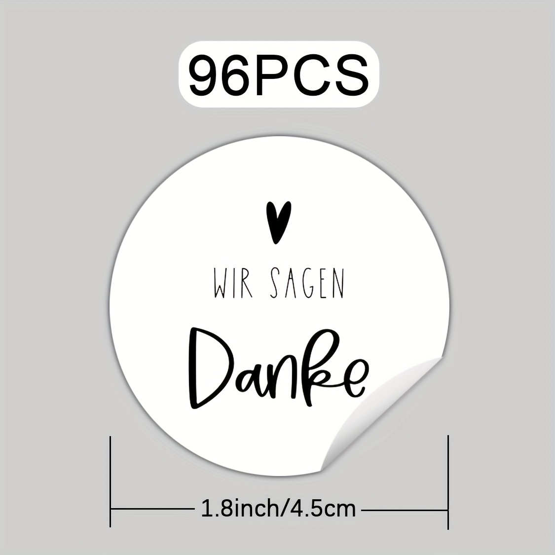 TEMU 96 Stück Danke-Aufkleber, Dankeschön-Aufkleber, 1,8 Zoll, "WIR SAGEN Danke"-Text mit Herzsymbol für Gastgeschenke, Verpackung, Geschäftsdekor