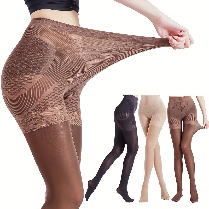 

1 Pair/3 Pairs Oil Women's Tights, Abdomen And Butt Lifting Thickened Stockings