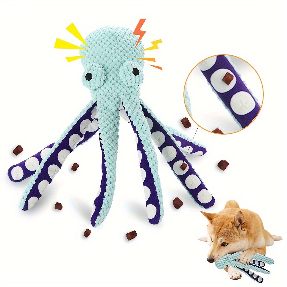 

1pc Cartoon Octopus Squeaky Dog Toy, Plush Interactive Pet Toy With Hidden Snacks, Non-toxic Soft Fabric, No Battery Needed, Ideal For Small To Medium Dogs - Chewing And Boredom