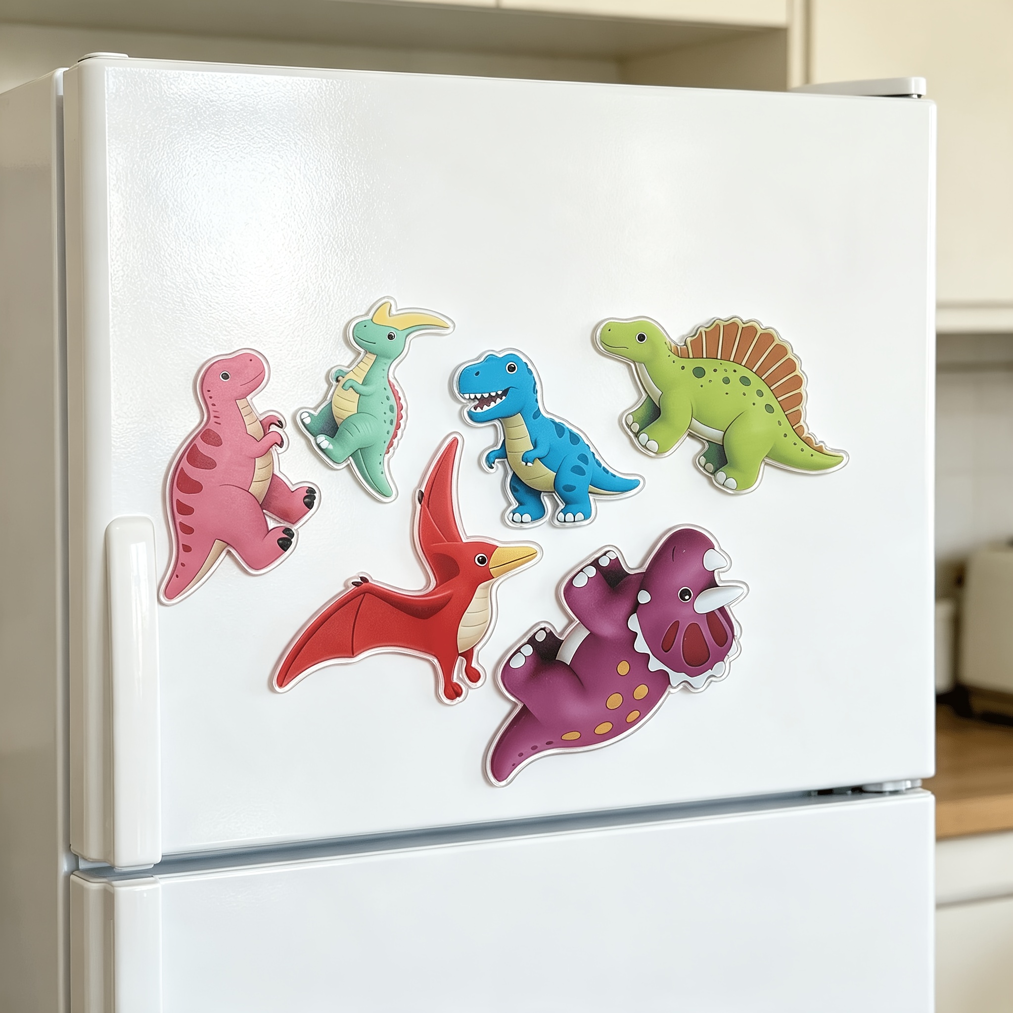 TEMU A Set Of 6 Acrylic Dinosaur-themed Refrigerator Magnets, Suitable For All Types Of Home Refrigerators, And The As A Gift For Dinosaur-loving