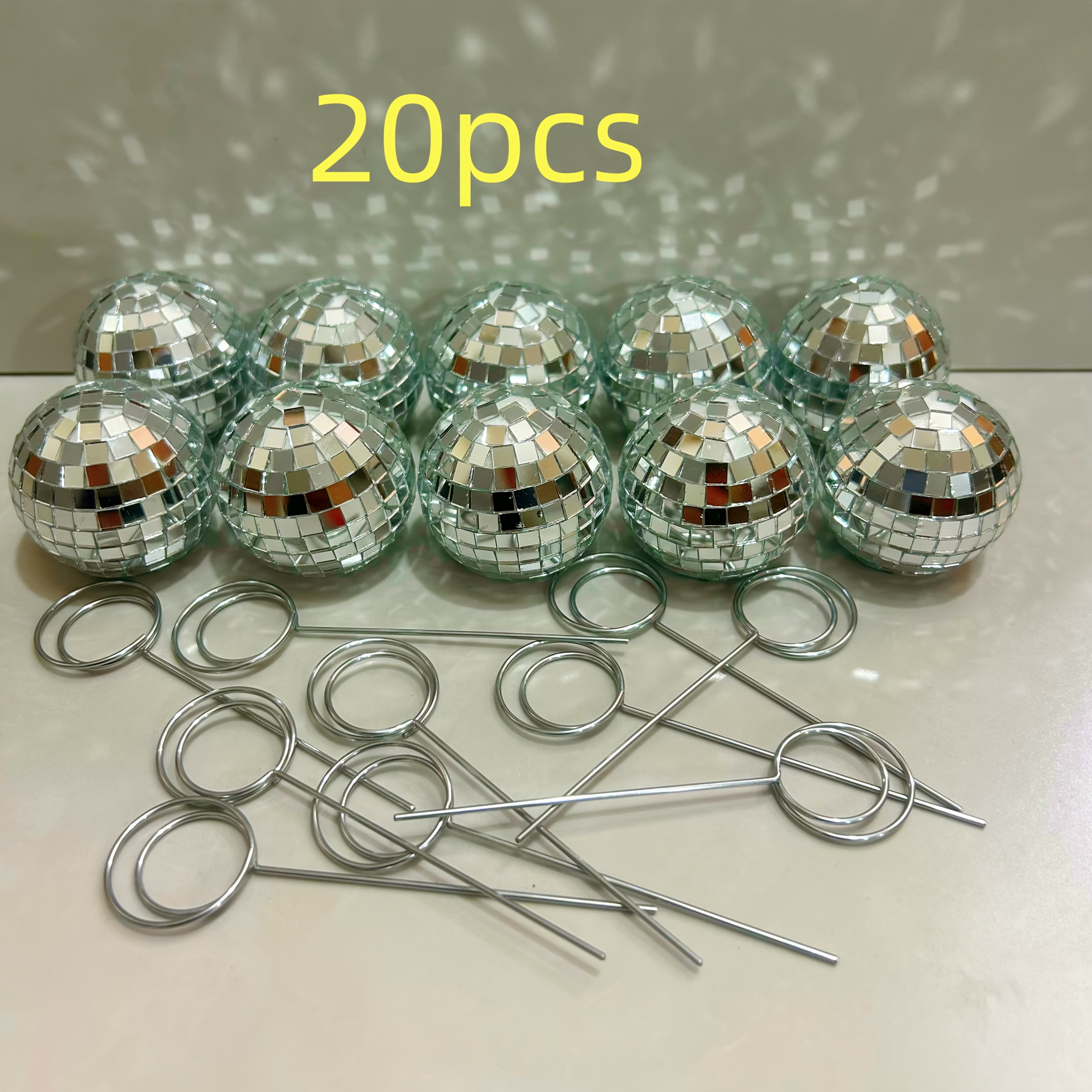 TEMU 10-set Of 20 Diy Table Number Holders With Glitter Disco Ball - Wedding, Birthday Centerpiece Decor With Cards | Shiny Party Souvenirs For
