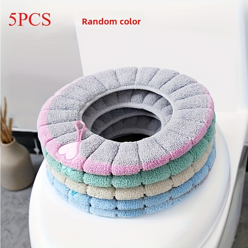 E-shop 5 Stück WinterWarmToiletten-Sitzbezüge – Weiche, Dicke und Warme Polster mit Abnehmbarem & Leicht zu Reinigendem Design, für Zuhause, Wohnheime,