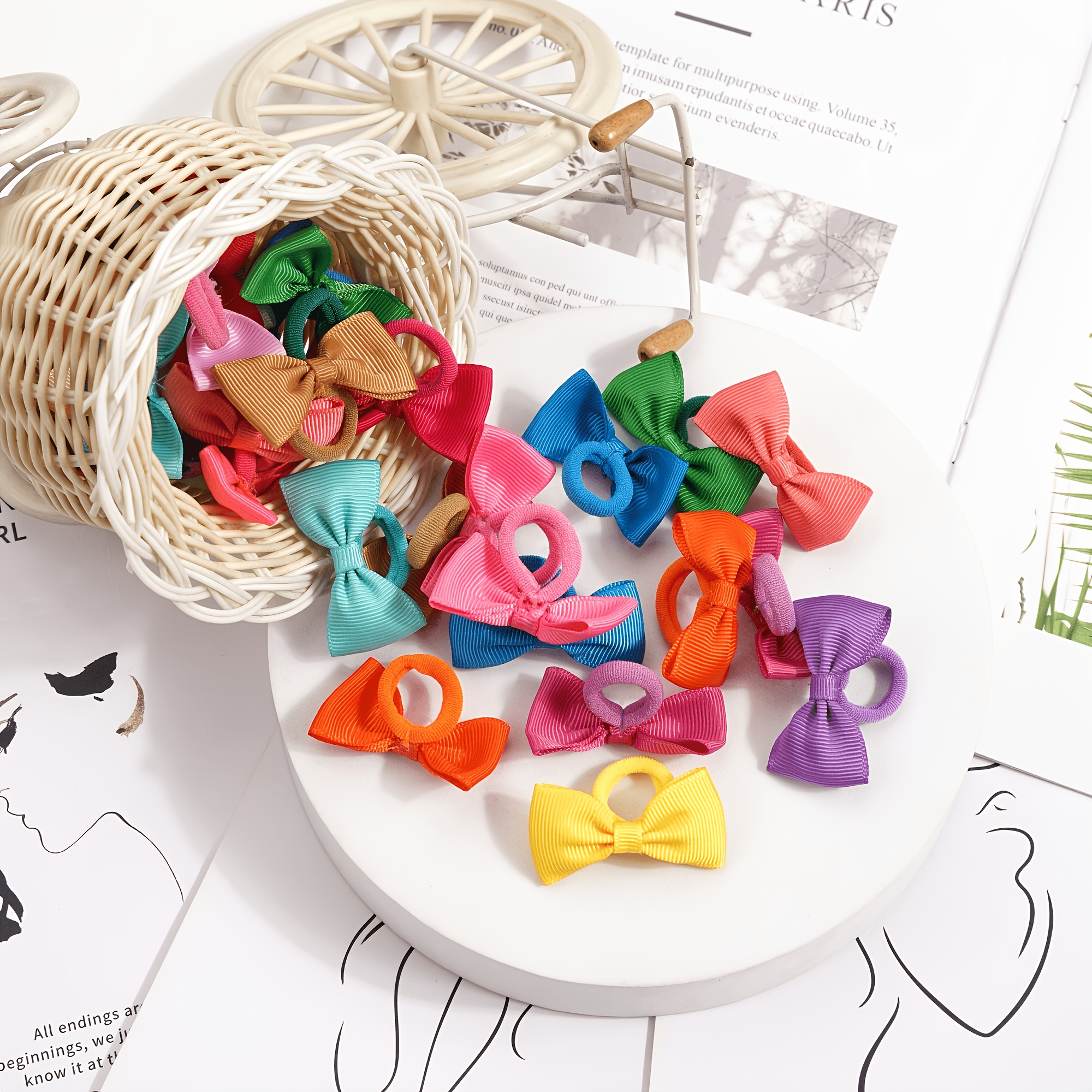48pcs Multicolor Mini Bow Hair Ties Set