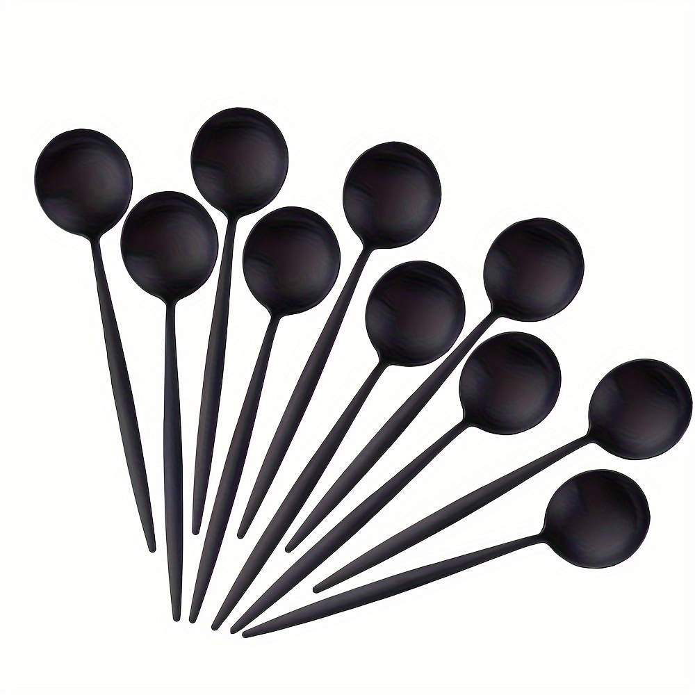 

6/10 Black Coffee Spoons (5.31 In), , Tea Spoons, Espresso Spoons Set, Ice Cream Spoons, Dessert Spoons, Dishwasher Washable, Suitable For Home, Restaurant, Kitchen, Dishwasher Safe, Easy To Clean