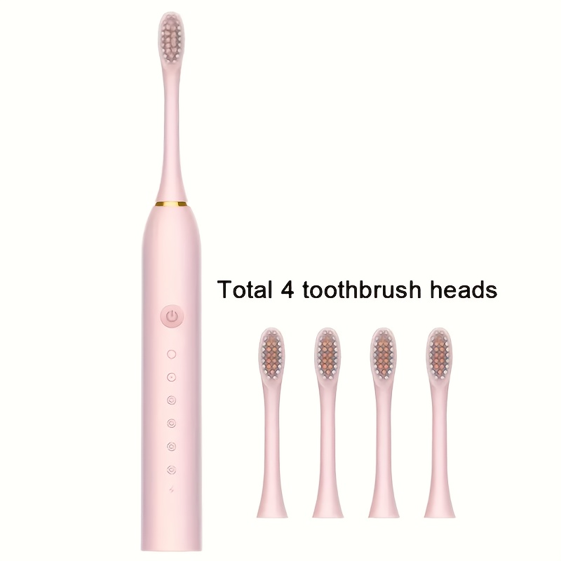 6-Speed Mode Smart Timer Electric Toothbrush, IP67 Waterproof, Rechargeable USB Portable Toothbrush for Adults, 4 Brush Heads/8 Brush Heads, Special Soft Toothbrush Father's Day Gift