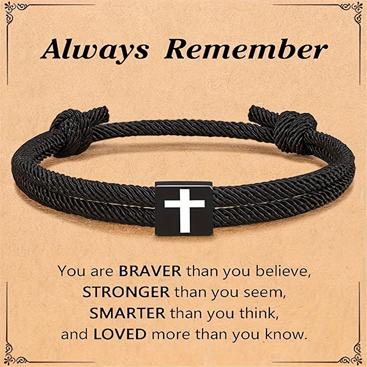 Men's Braided Rope Cross Bracelet