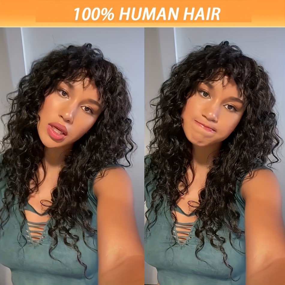 

100% Human Hair Brazilian Wig - Curly Deep Wave Style, 180% Density, Non-lace, Glueless, Versatile & Easy To Wear - Women's Hairpiece