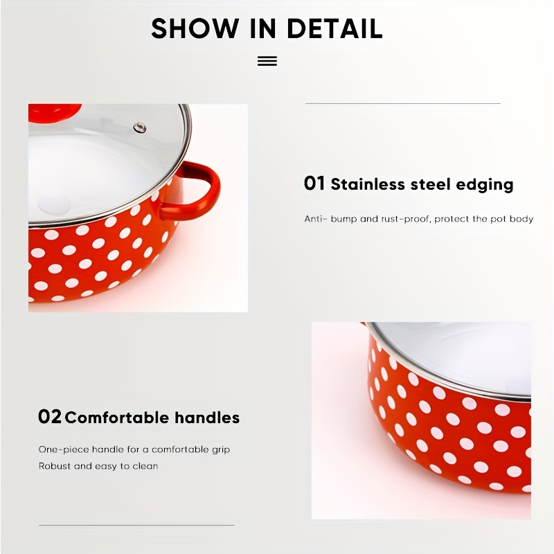 chic red white polka dot enamel cookware set   kitchen dining details 6