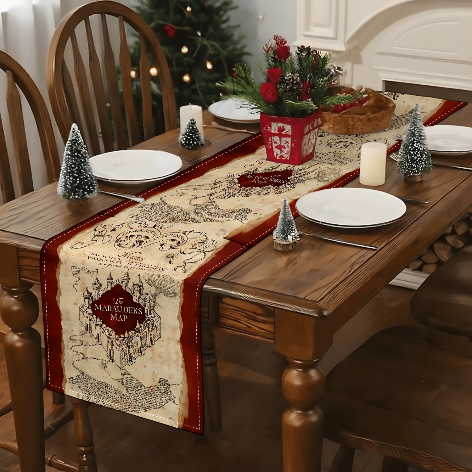 1pc Of Harry Potter ' Design, Table Runner, Festive Kitchen Table Decoration For Home Party Decor, Rectangular Table Mat For Home Decoration, Suitable For Family And Party Decoration