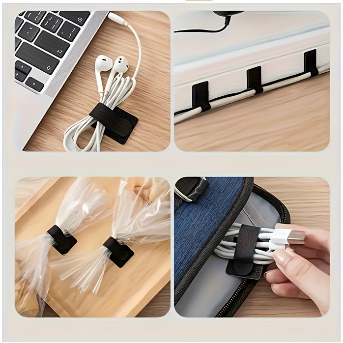 20/50/100pcs of Black And White Data Cable Organizers, Power Strip Cable Holders, Charging Line Fixers, And Self-Adhesive Ties for Cable Management