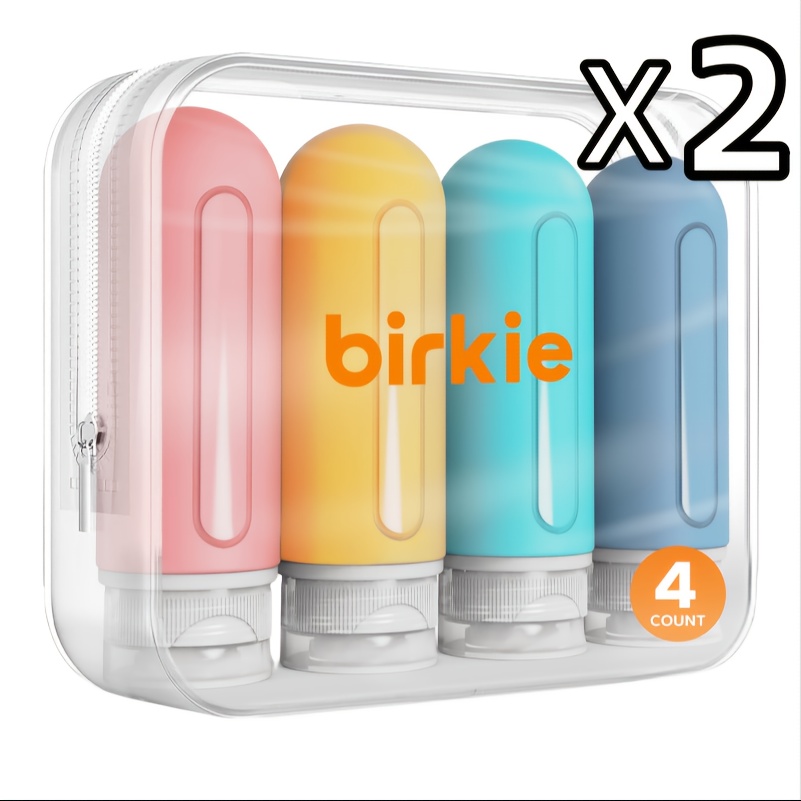 TEMU 8pcs Or 4pcs Silicone Leak Proof Travel Bottles, Refillable Leak Proof Toiletries Container For Shampoo Conditioner Cosmetic And Skin Care