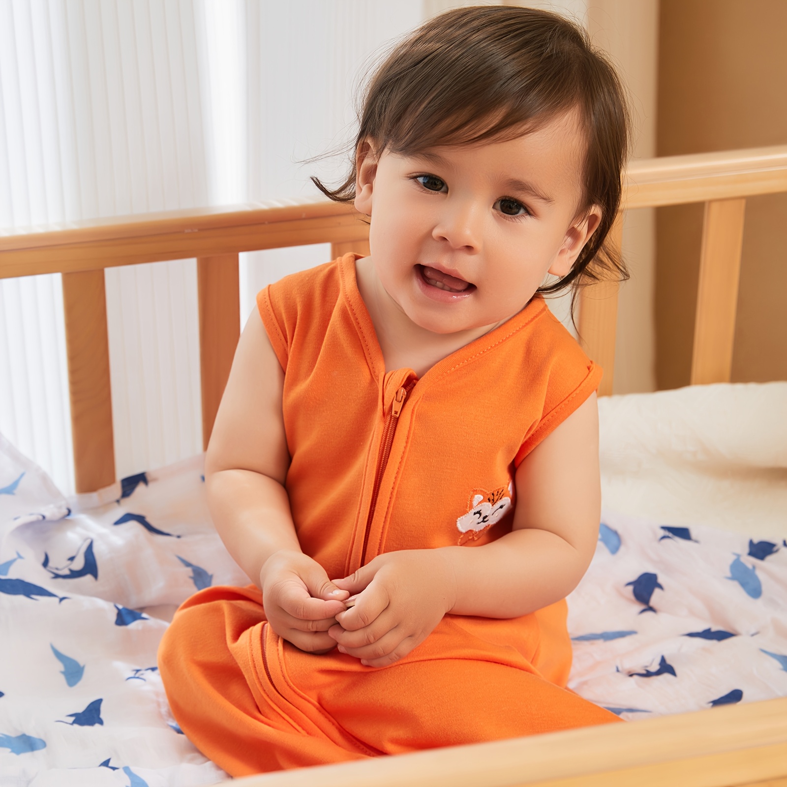 Cotton Baby Sleep Sack, Sleeveless Baby Sleeping Bag with Zipper, And  Printed Baby Wearable Blanket for Newborn, 2pcs Pack, Bee Fox