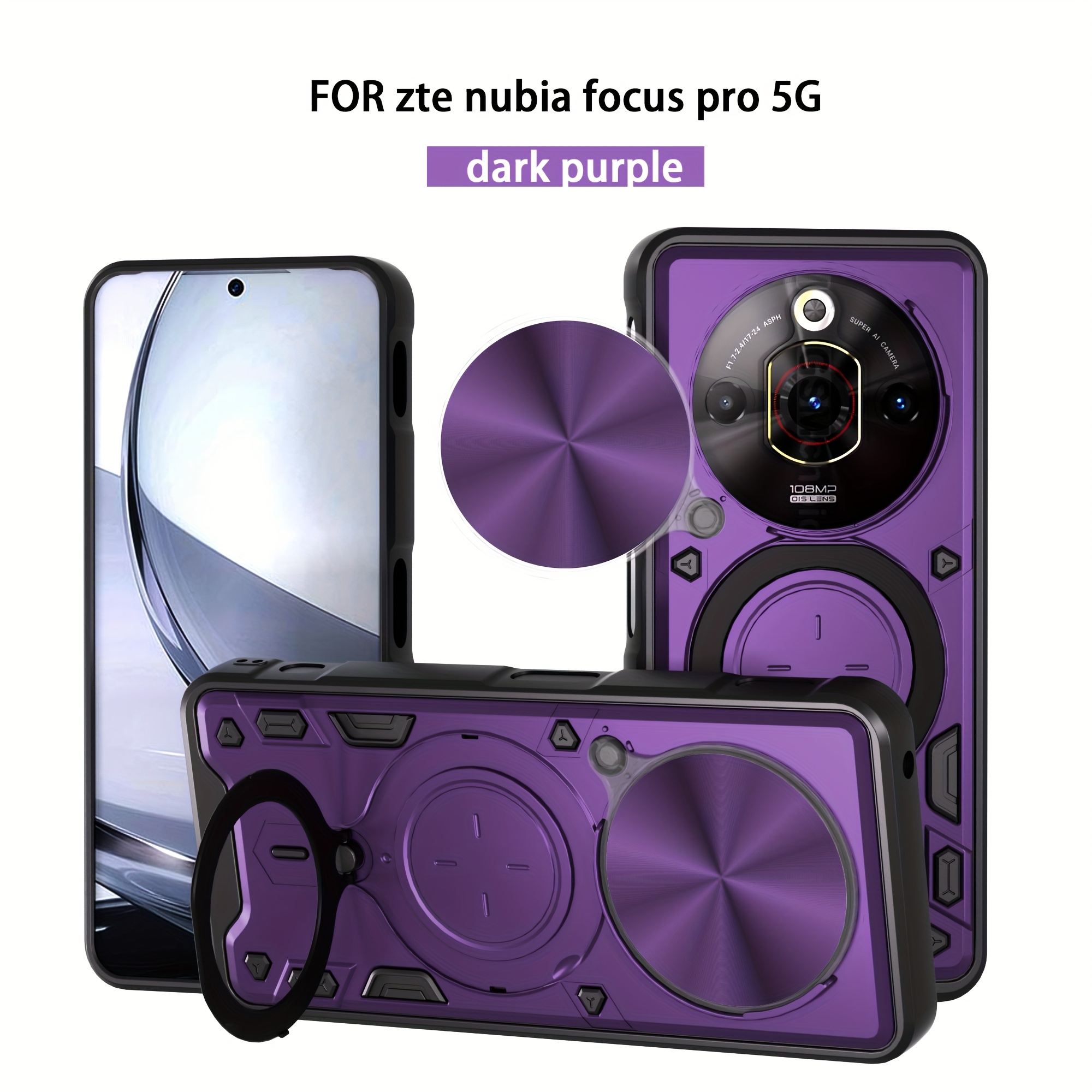 TEMU Phone Case - For Zte 5g Phone Cases, With Built-in Sliding Camera Lens Cover, Heavy-duty Double-layer Shock-absorbing, With 360 Degree Rotating