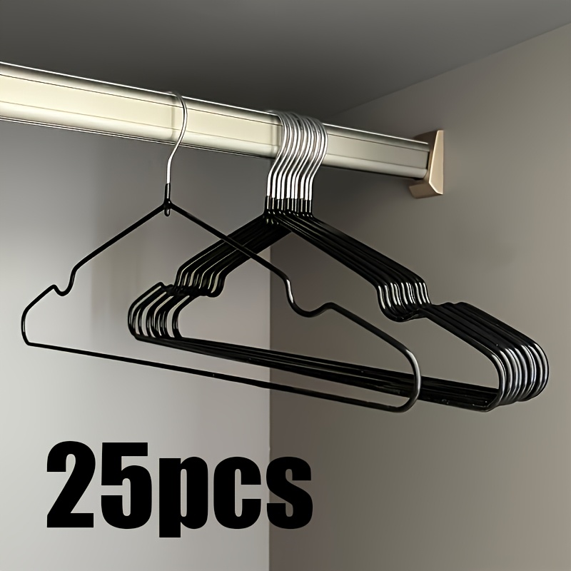 TEMU 25pcs Anti-slip Metal Hangers. Home Clothing Storage Rack. Can Hang Light And Close-fitting Clothes As Well As Loose Coats, Preventing Them From
