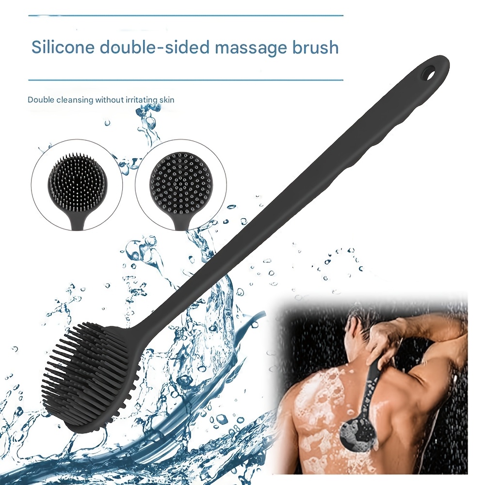 4pcs Body Brush Set - 1pc Long Handle Back Scrubber, 1pc Short Bath Brush, 1pc Shampoo Brush And 1pc Face Brush, Non-Electric Handheld Body Face Brush, with Non-Slip Grip, Strong Cleaning Power, Soft Bristles