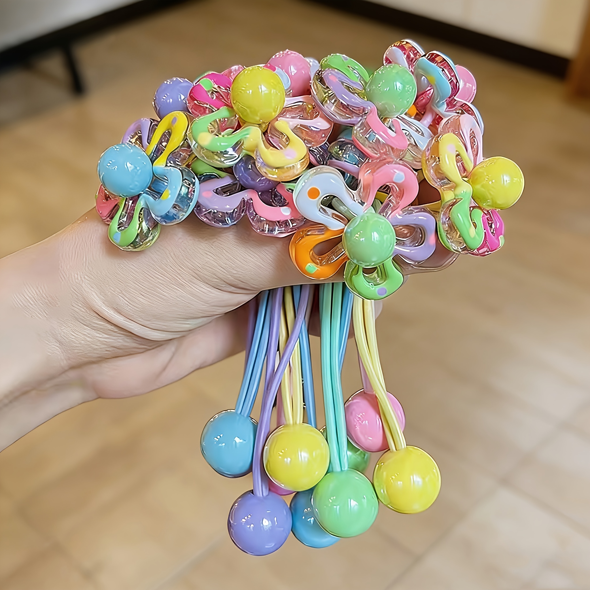 E-shop Set mit 10 lebendigen Cartoon-Blumen-Pferdeschwanz-Haarbändern, mit bezaubernden Perlen-Designs und hochelastischen Spiral-Haargummis