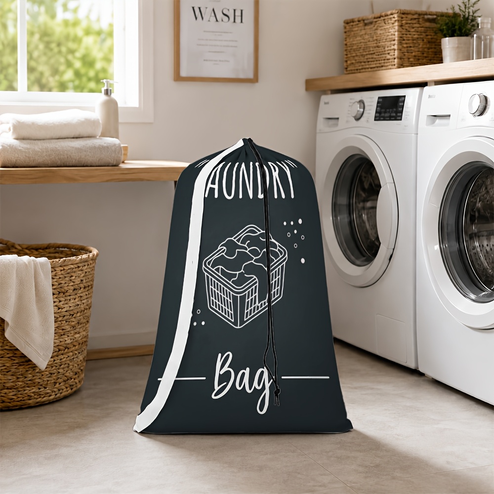TEMU 1pc Matte Charcoal Extra Large Drawstring Laundry Bag Laundry Heavy Duty Wash Bag For College Dorm, Camp, Travel & Laundromat, Foldable Clothes