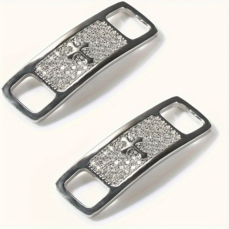 Image of 2pcs Chic Alloy Shoelace Buckles - Fashionable For Boots & Jewelry, Shoelaces