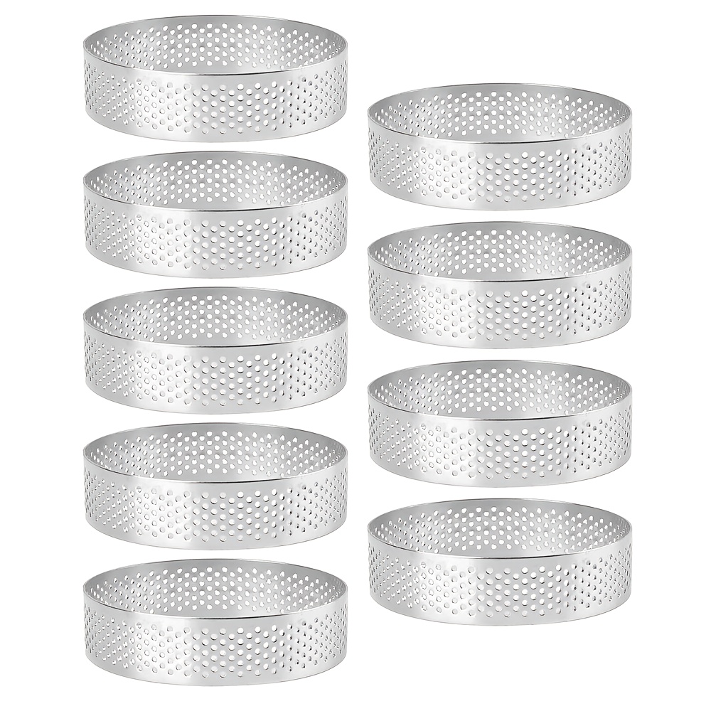 Image of 3.15-inch (. 8cm) Round Tart Pan, Stainless Steel Dessert Mold, Small Fruit Tart Shell, Perforated Baking Tart Ring