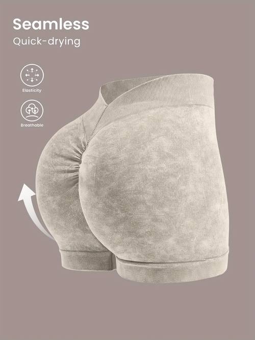 womens high stretch lifting shorts high waisted casual shorts with a frosted effect