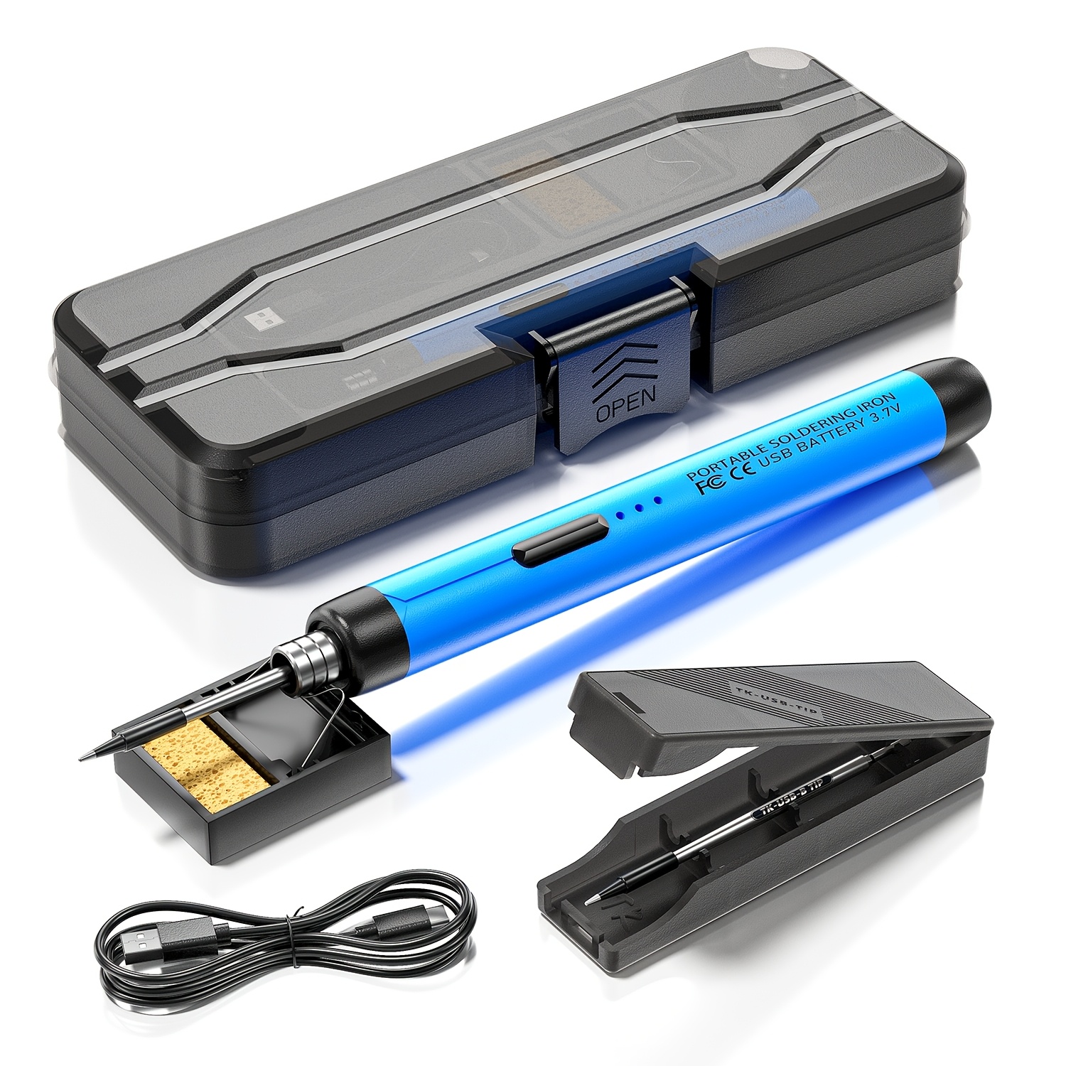 Pistola de Soldar USB Portátil con 3 Ajustes de Temperatura, Soporte y Caja de Almacenamiento - Ideal para Proyectos DIY Eficientes