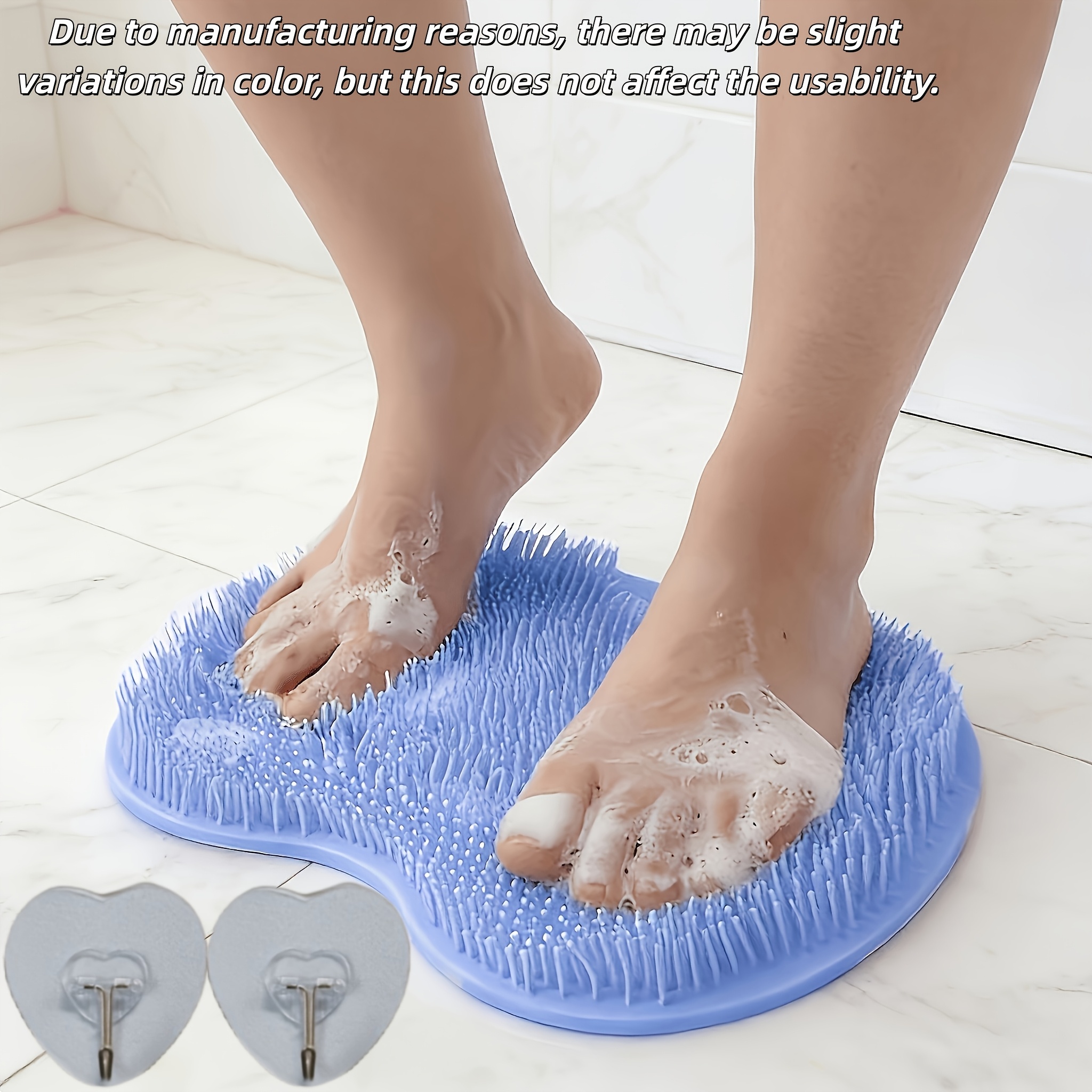 TEMU 3pcs (1shower Foot And Back Massage Pad +2hooks)anti-slip Suction Cup Design. Suitable For Massaging The Soles Of Feet And The Back. Ideal For