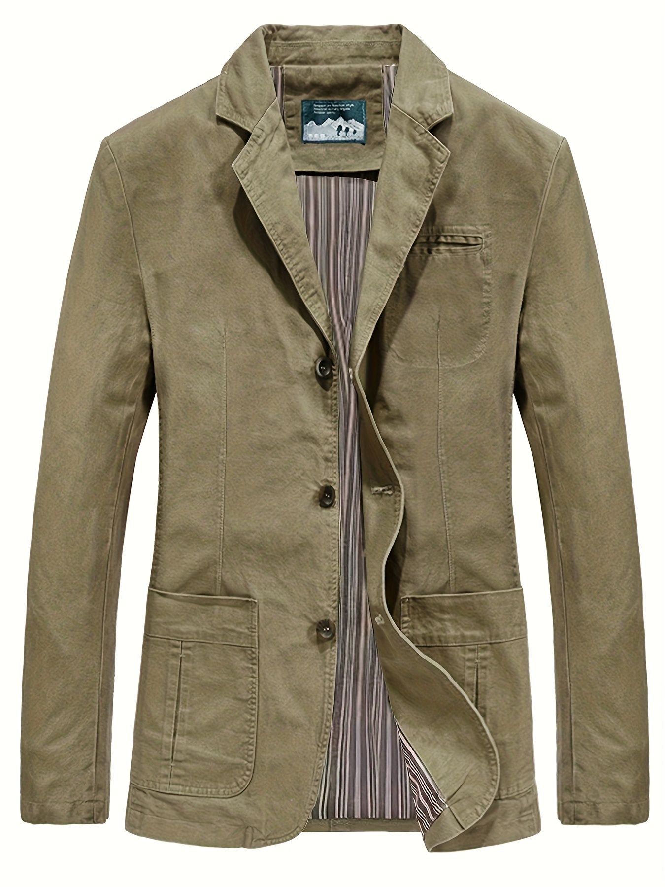 Men's Casual Workwear Blazer - Lightweight Single-Breasted Notch Lapel Coat with Chest Pockets, Breathable Underarm Ventilation & Machine Washable Fabric for Spring/Fall Seasons, Lightweight Outerwear, Natural Colored Fabric, Back to Work Essentials