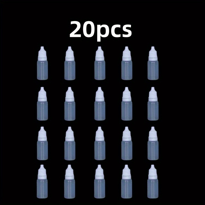 TEMU 20 piezas/set Botellas de plástico vacías de 10ml con , botellas exprimibles y recargables para pintura, belleza y almacenamiento de cosméticos,