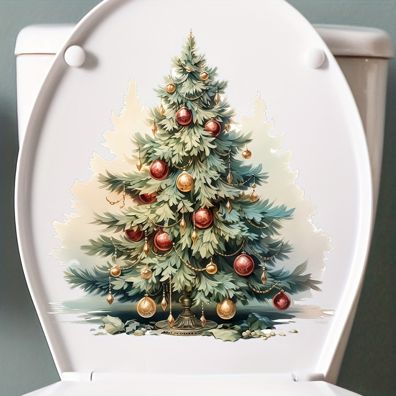 

1pc, Christmas Tree Decoration Stickers, Home Decoration Wall Stickers, Suitable For Toilet, Toilet , Bathroom, Door, Christmas Holiday Gifts, Holiday Decorations, Christmas/halloween Gift Decoration