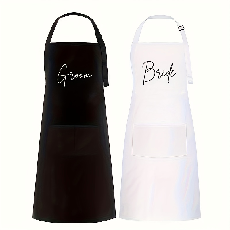E-shop 2 Stück Braut-/Brautschürzen – Elegantes -Design mit „Braut“ & „Braut“ Text, Langlebiges Polyester, für Küche und Hochzeitsdekoration, Kreative