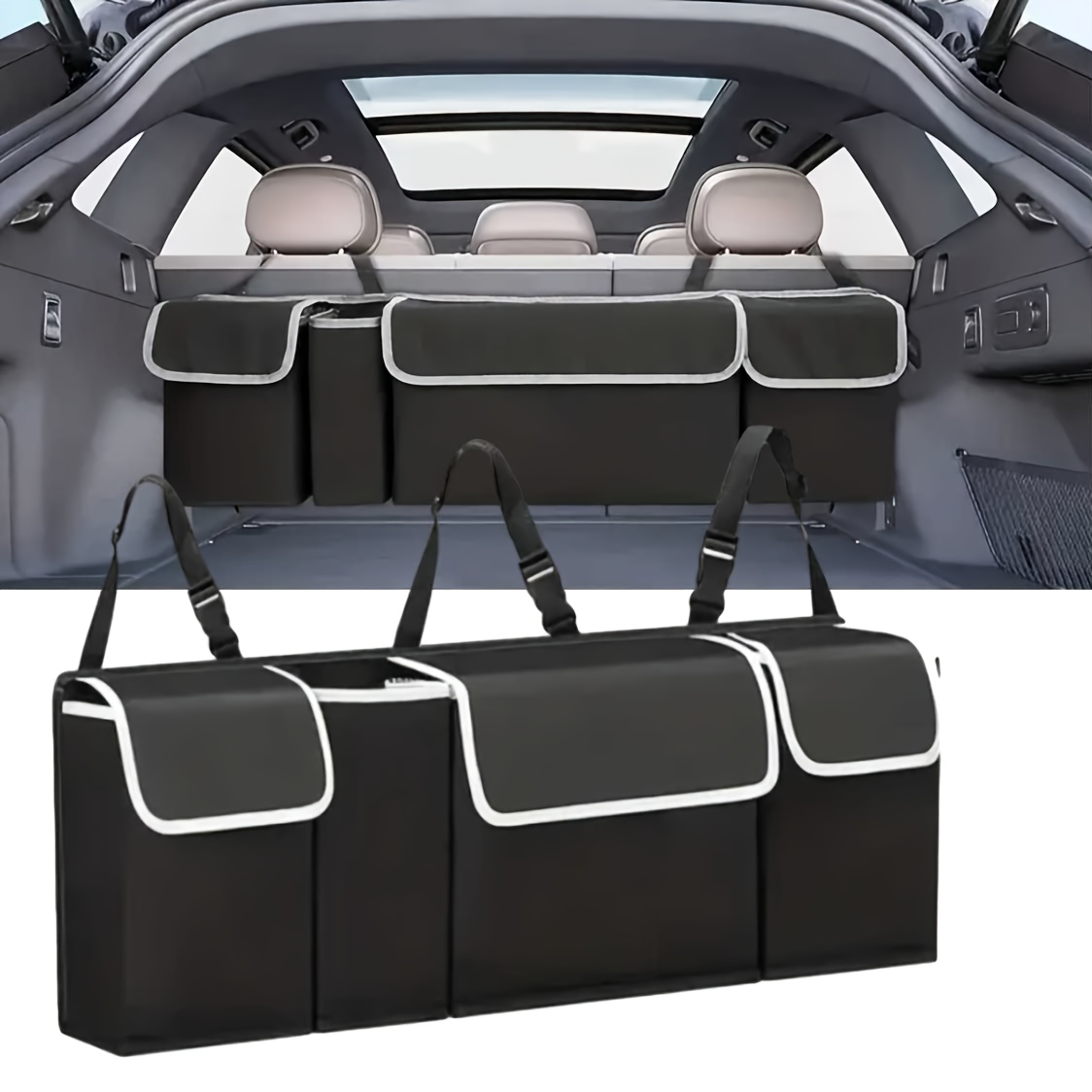 TEMU Ute Van Toolbox Bag, Large Capacity Trunk Storage Organizer With Adjustable Straps, Collapsible Container For Car Sedan Or Suv And Repair Tools