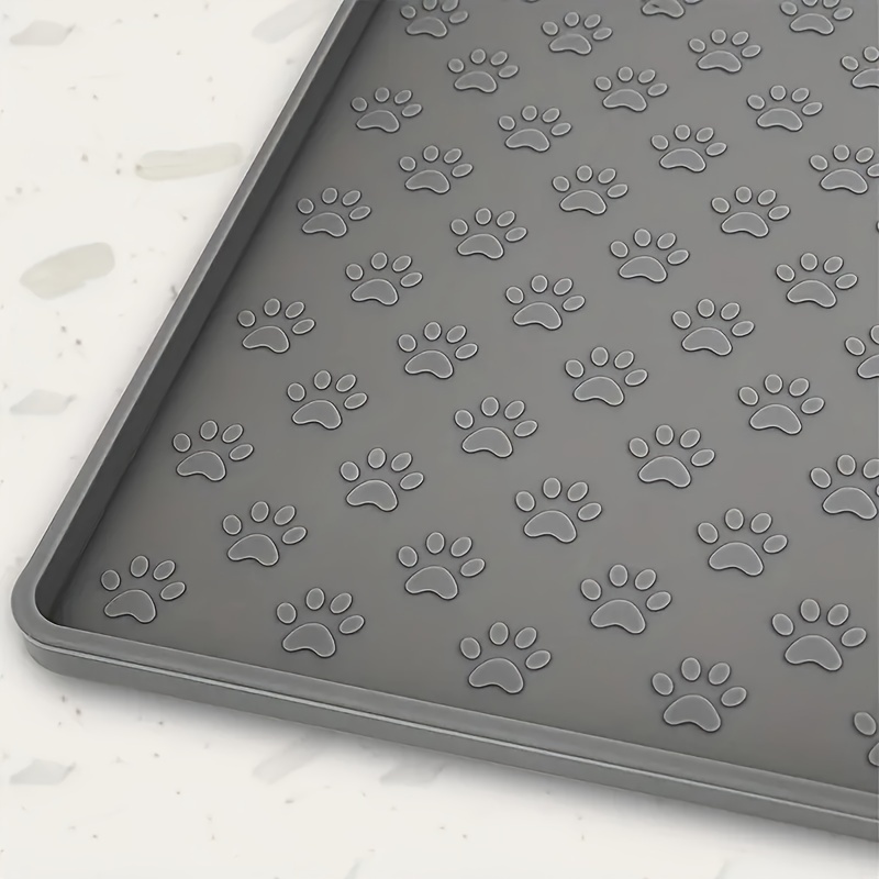 

Non-slip Silicone Pet Feeding Mat With Paw Print Design - Keeps Floors Clean, Ideal For Cats & Dogs