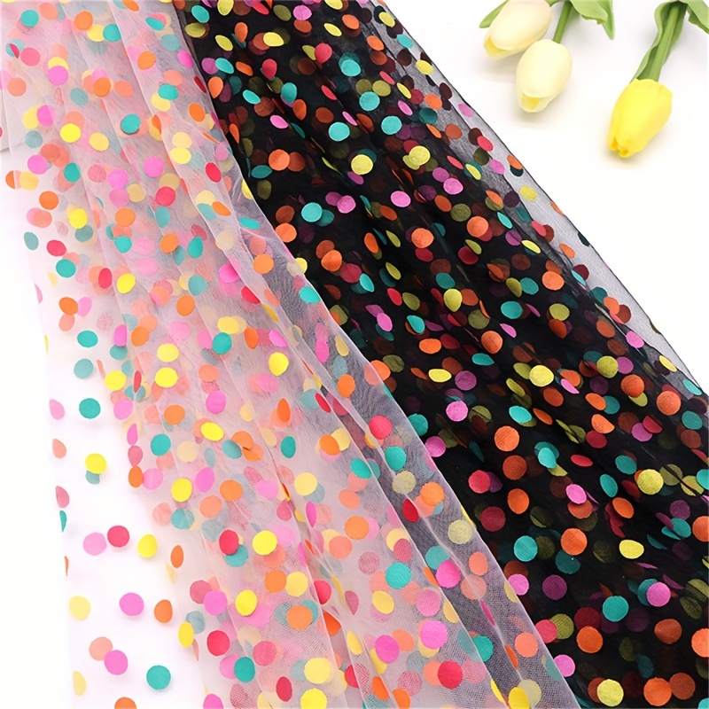 

1pc Polka Dot Tulle Fabric By The Yard - 59" X 39.4" - Hand Wash, Polyester & Spandex For Skirts, Tops & Craft Projects - Geometric Pattern, Cut-to-size Material