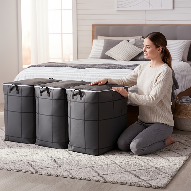 large capacity bag organizer large capacity outdoor storage bag suitable for blankets sheets clothes and underwear portable lightweight with zipper and handle convenient to carry laundry basket under bed storage