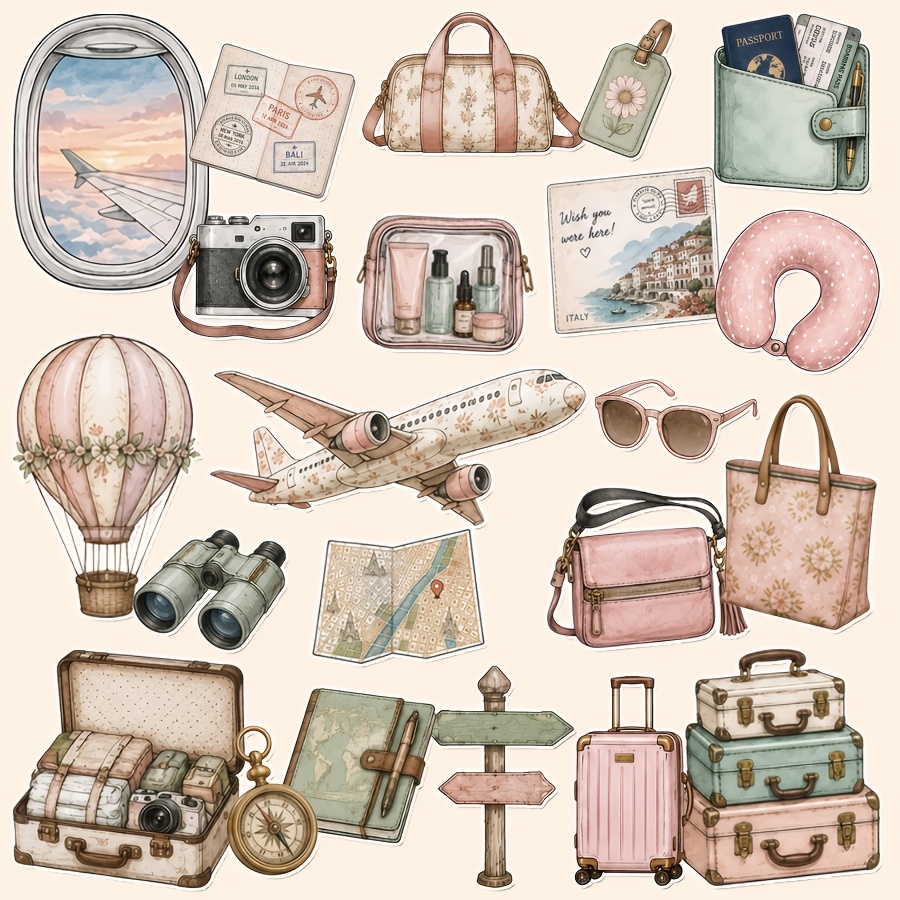 TEMU 1 Set, Travel Vacation Theme Stickers, Friendship Love Gift Stickers, Packaging Stickers, Holiday Party Stickers, Cuttable Thin Stickers,