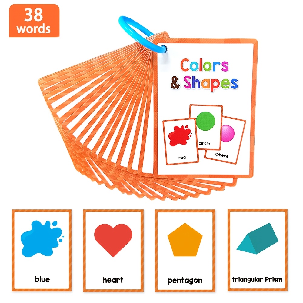 Image of 38 Words Colors And Shapes Learning Flashcards For Preschool, Teacher Teaching Aids For Pre-kindergarten, Educational Games Cards For Kids