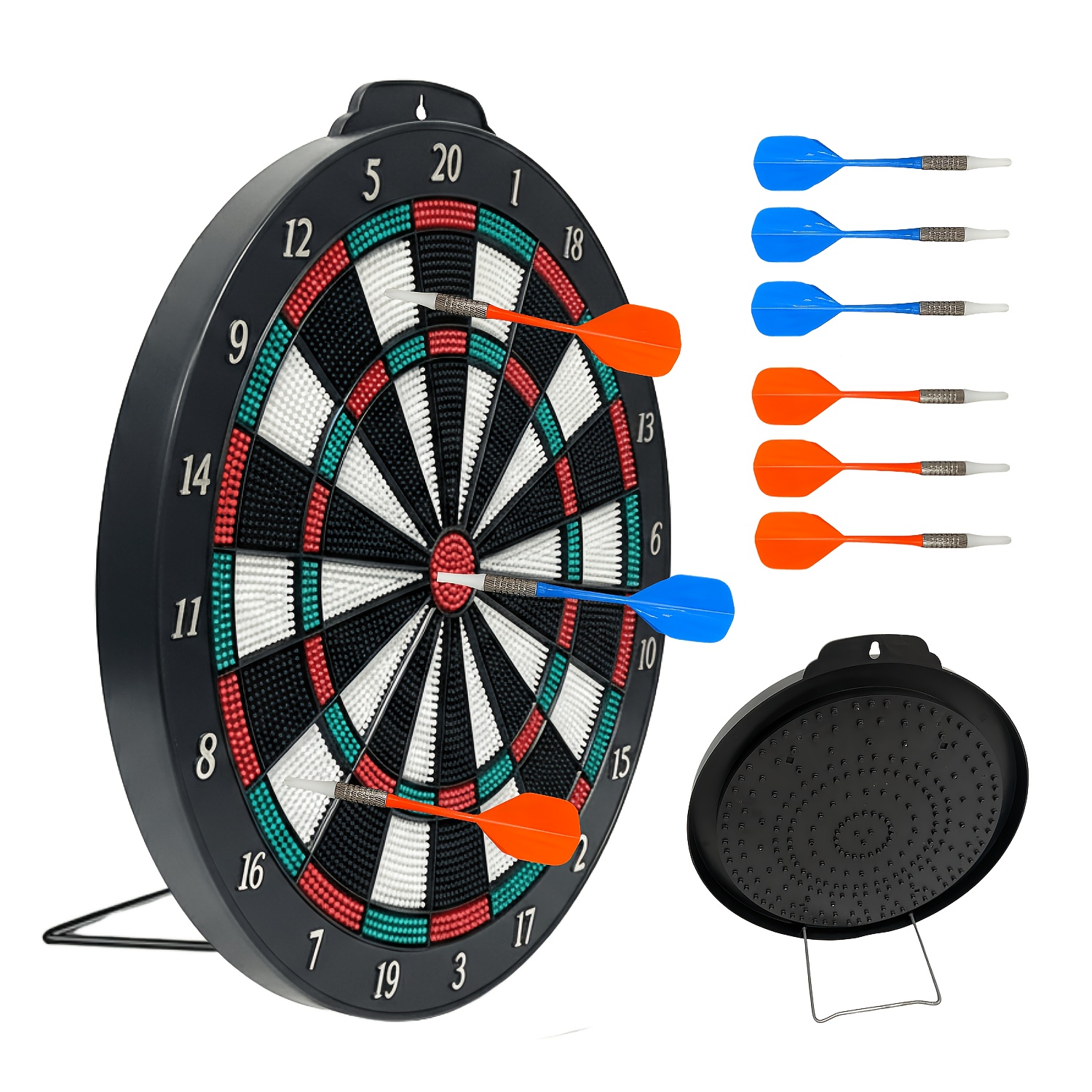 TEMU Set de jeu de fléchettes de sécurité - Cible de 15 pouces avec 6 fléchettes à pointe souple pour hommes et femmes, fête, bureau, loisirs