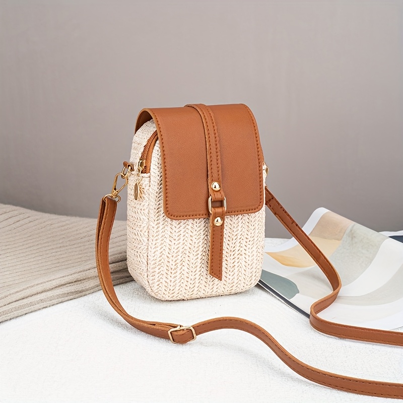 Image of Easy Vertical Terms , Summer Style Woven Fashion Crossbody Bag, Mini Cute And Versatile Back White Shoulder Bag, Perfect For Gifting On Any Occasion