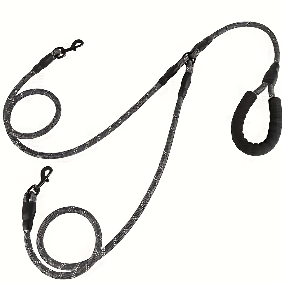 Image of Leash, -free Dual-end Lead For Walking And Training , Nylon Braided With Reflective Stitching, Suitable For Medium To Large Dogs